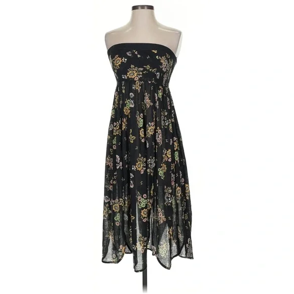 Free People Kitty Midi Dress Floral Strapless Dress Size Small - Picture 2 of 13